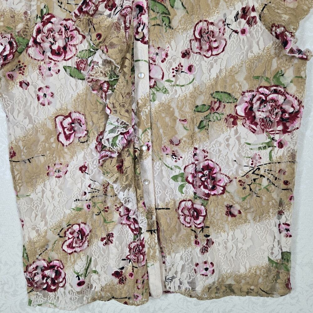 Venezia Lace Top 18/20 Ivory Multi Button Front Flutter Sleeve Fairy Boho - Picture 4 of 16
